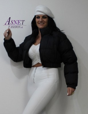 Dámska čierna puffer crop bunda 1366