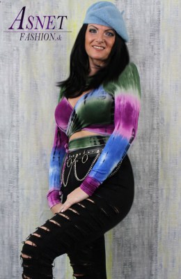 Dámsky multicolor crop top na zaväzovanie 629