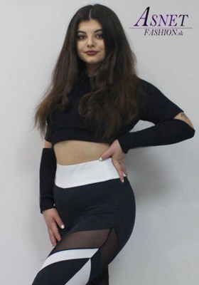 Dámsky čierny mikinový crop top 829